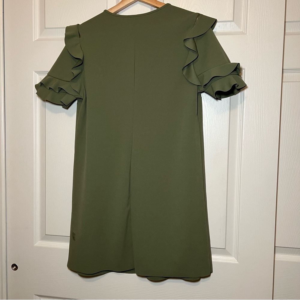 Zara olive green ruffle sleeves dress, size Large NWT - Picture 7 of 8